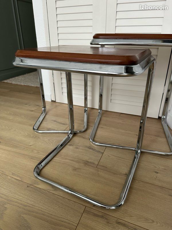 Lot de 3 Tables Gigognes Vintage – Style Bauhaus / Années 70 (image 8)