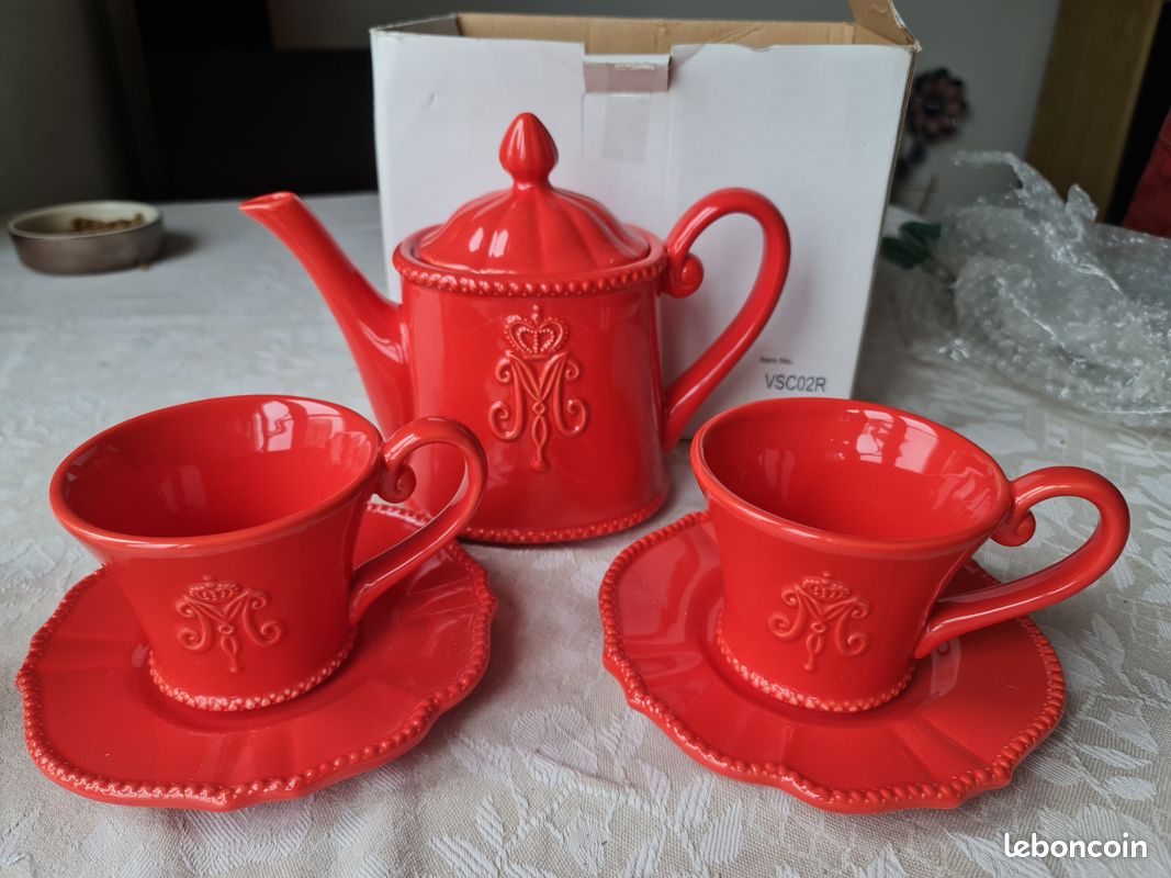 Service à Thé Turc Vintage - Théière Métal + 6 Tasses + Plateau - Déco Baroque Café & Thé