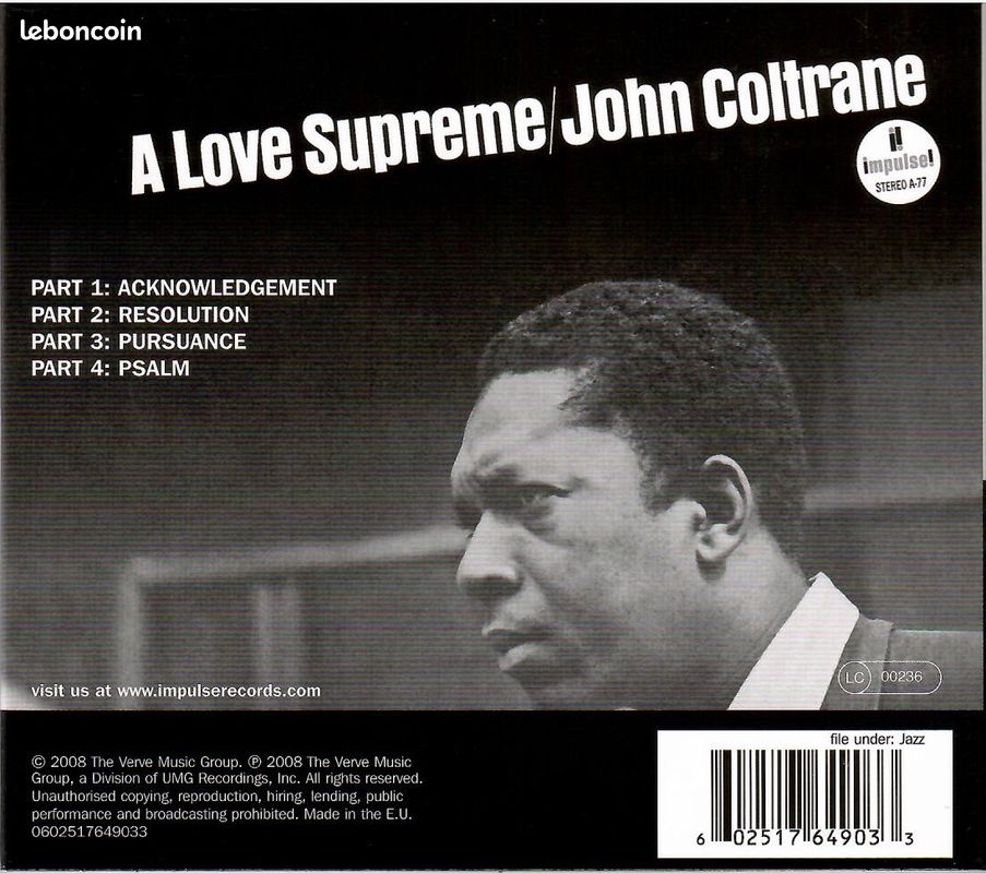 CD John Coltrane - A Love Supreme - Impulse État Neuf (image 2)