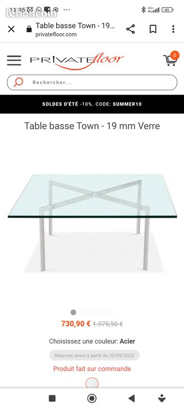 Table basse verre carrée1m x 1m (image 2)