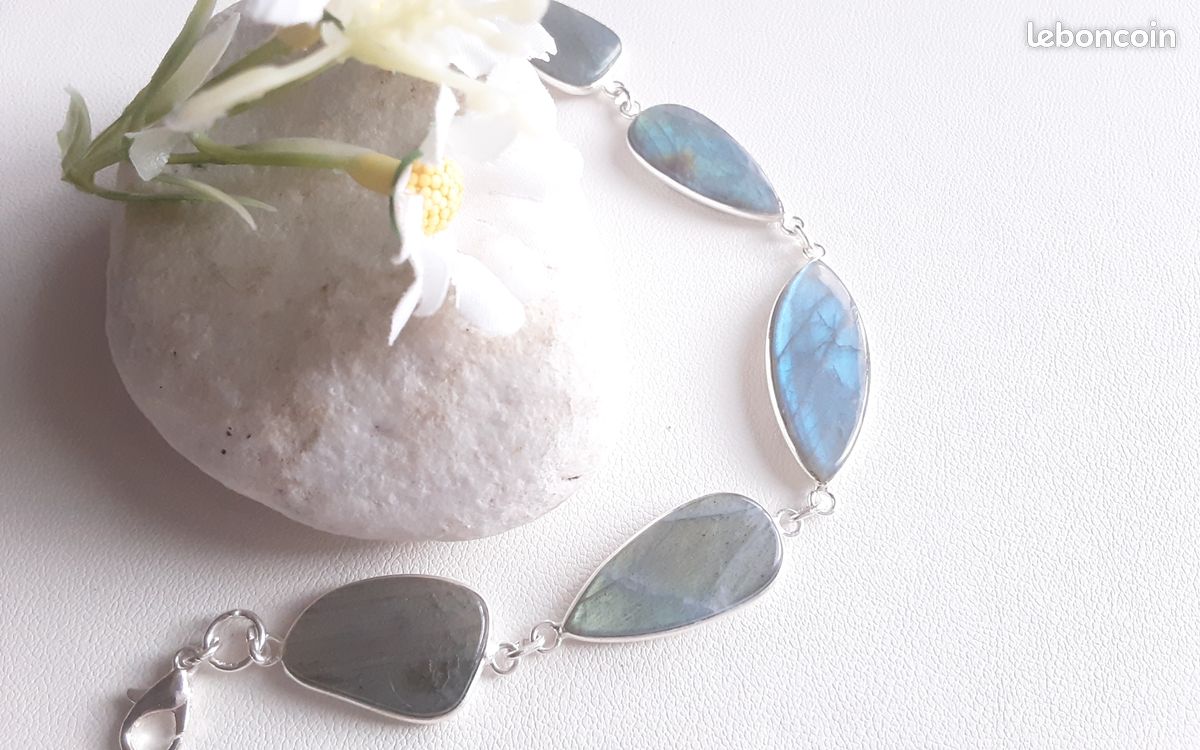 Superbe bracelet en pierre naturelle Labradorite pièce unique (image 12)