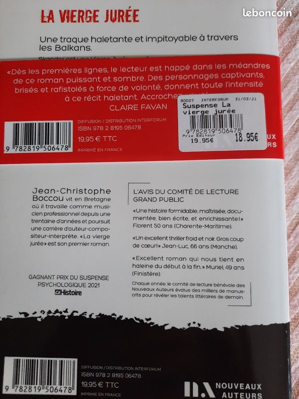 Livre " la vierge jurée" JC Boccou (image 3)