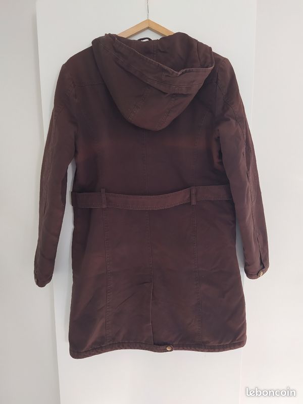 Manteau marron Camaïeu capuche T38 (image 2)