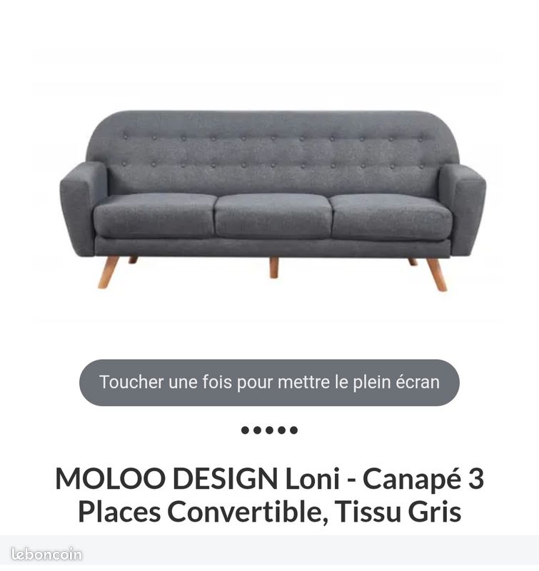 Canapé 3 places convertible gris (image 15)