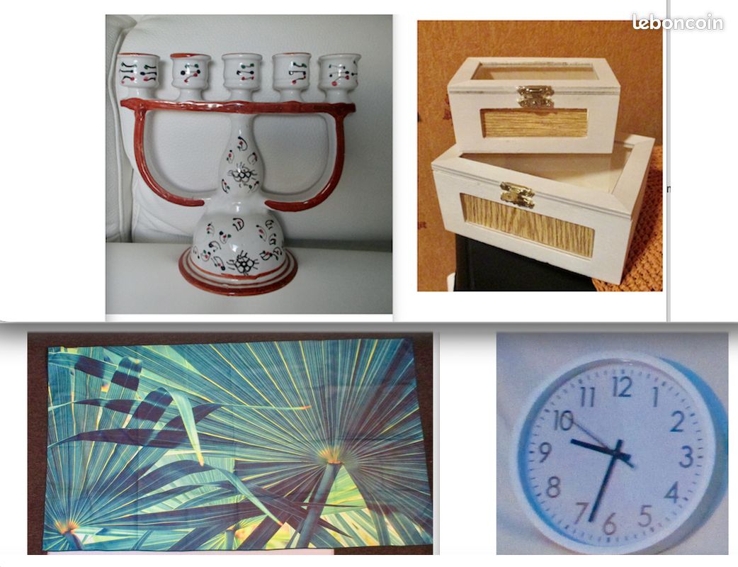 Toute une foule d’objets de décorations & autres pour votre intérieur : cafetière Senséo, tableaux, lampes à poser, coffret de rangement, compositions florales, housses voiture, nappes, assiettes, etc (image 9)