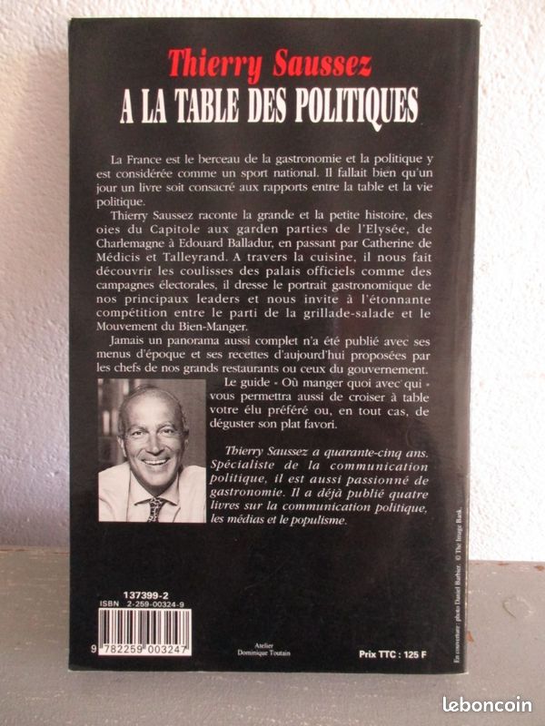 Dédicace Livre signé Rare autographe de Thierry SAUSSEZ à Patrick Devedjian sur " A la table des politiques " Ed Plon 1994 (image 4)