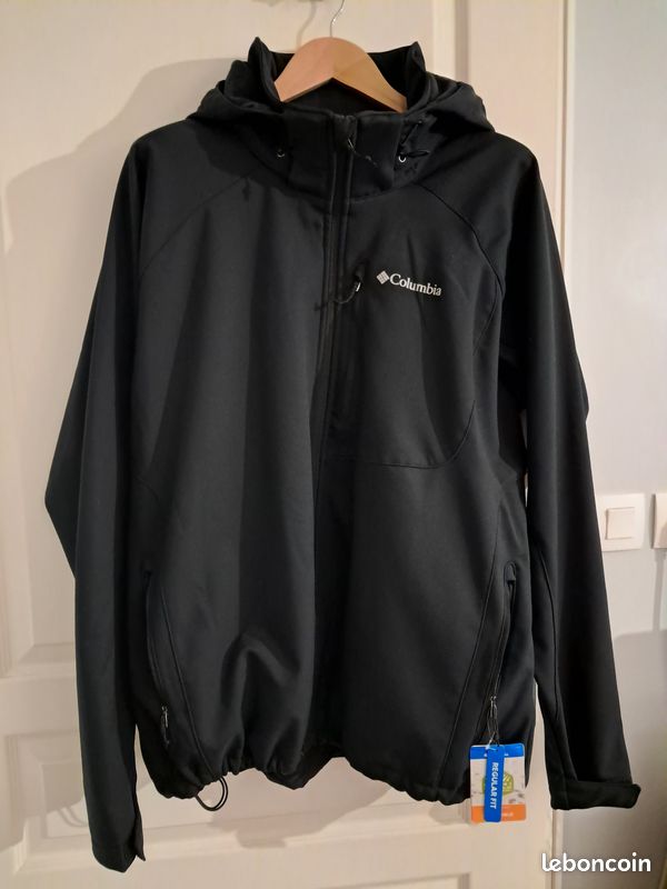 Veste Softshell Homme Columbia Cascade Ridge – Coupe-Vent Imperméable, Capuche Amovible, Noir Taille M