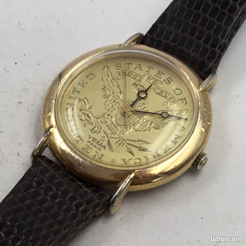 Montre Bracelet Maillon Cristal Doré American Eagle - Occasion, Bon état Général - Pour Femme