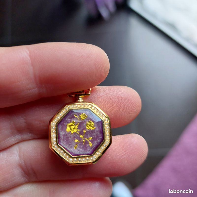 Pendentif Montre Chandler #3326 - Mouvement Quartz Plaqué Or - Neuf Avec étiquettes