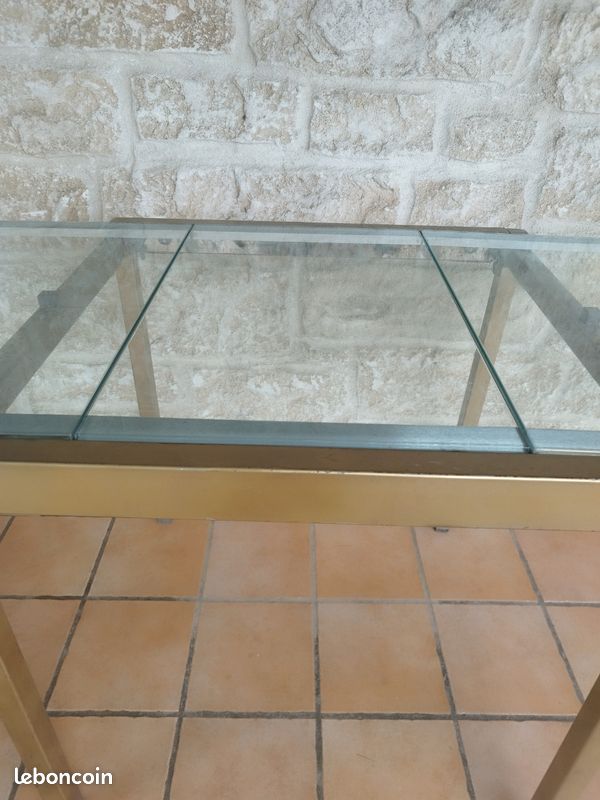 Petite Table Extensible plateau Verre et structure Métal (image 8)