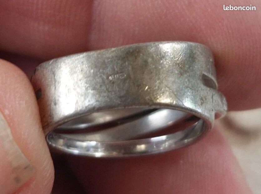 Bague Ancienne En Argent Décor Zircon - Taille 54 - Vintage, Occasion Bon état