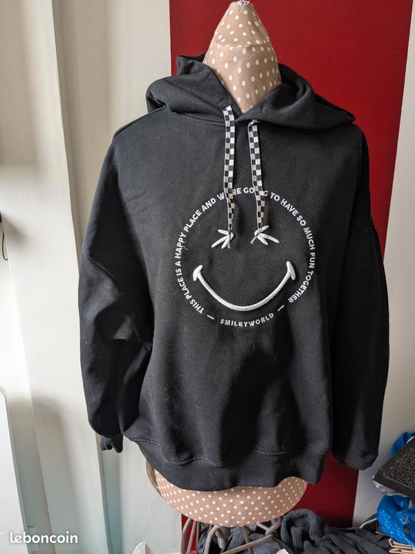 Sweat en molleton à capuche 'SmileyWorld' - Beige - 4.80€ - Kiabi