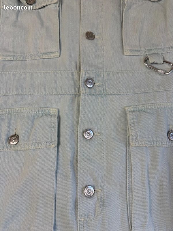 Robe combinaison en Jean Ganni L Femme - 40 bleu clair denim col chemise coton boutons pression (image 7)