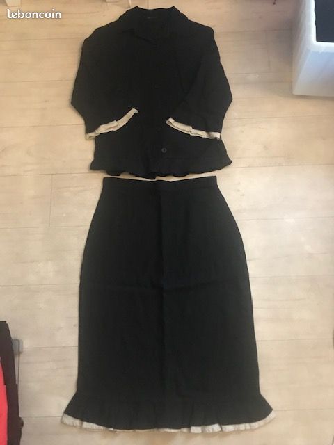 Ensemble tailleur veste + jupe en lin 40 (image 1)
