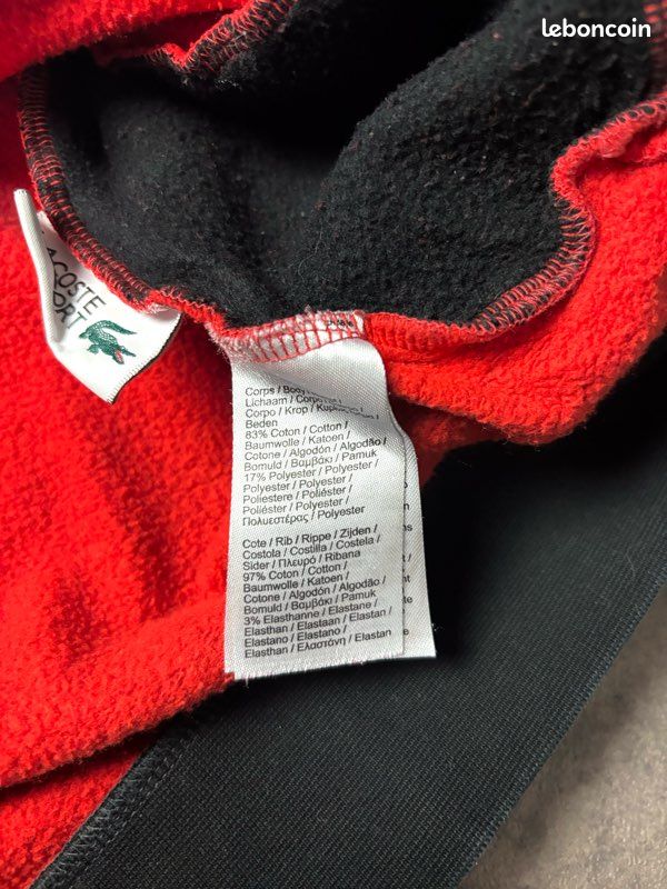 Pull Lacoste sport rouge logo Lacoste manches - L (image 7)