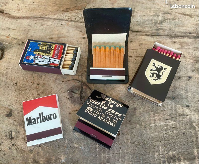 Lot de 5 boîtes d’allumettes vintage / publicitaires – complètes (image 1)