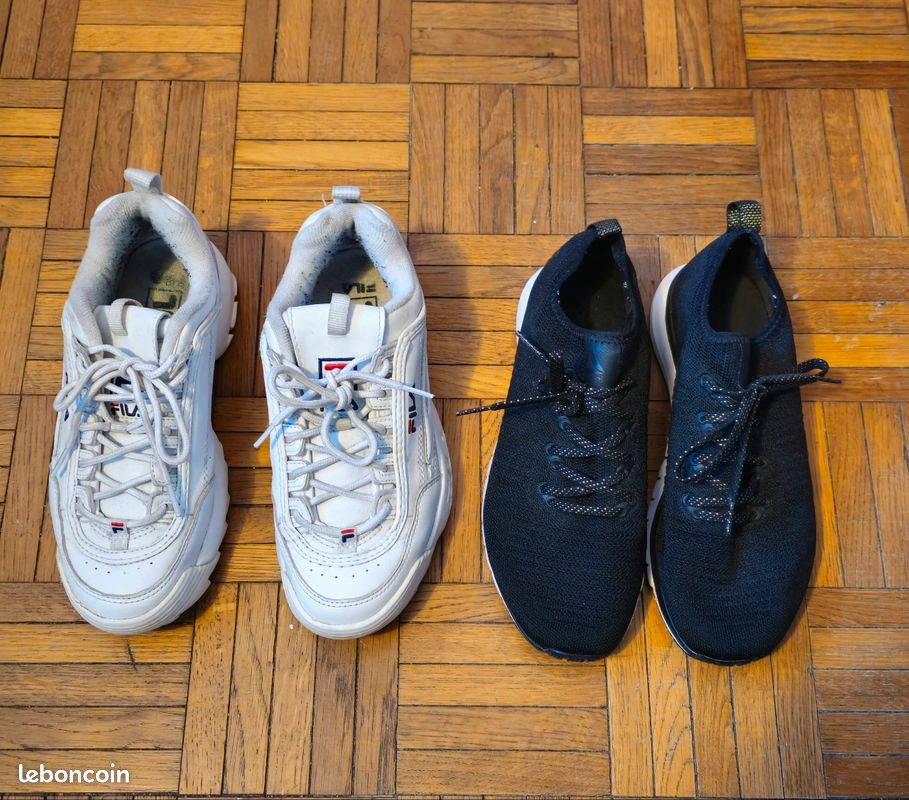 Lot de paires de Baskets : FILA disruptor blanches & Baskets Reebok noires (image 14)