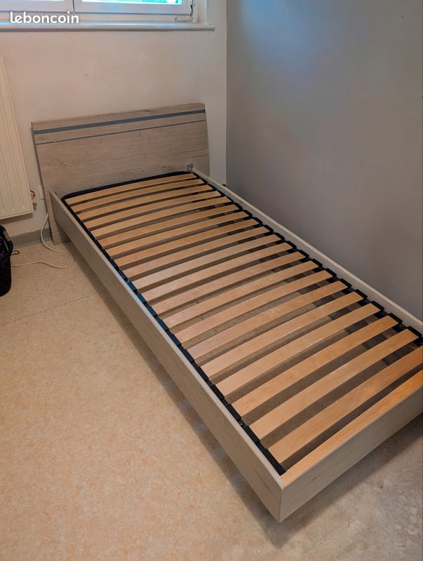 Lit 1 personne + sommier+matelas (image 1)