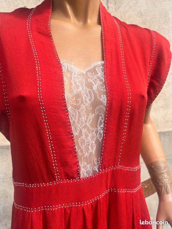 Robe longue Isabel Marant en soie rouge (image 5)