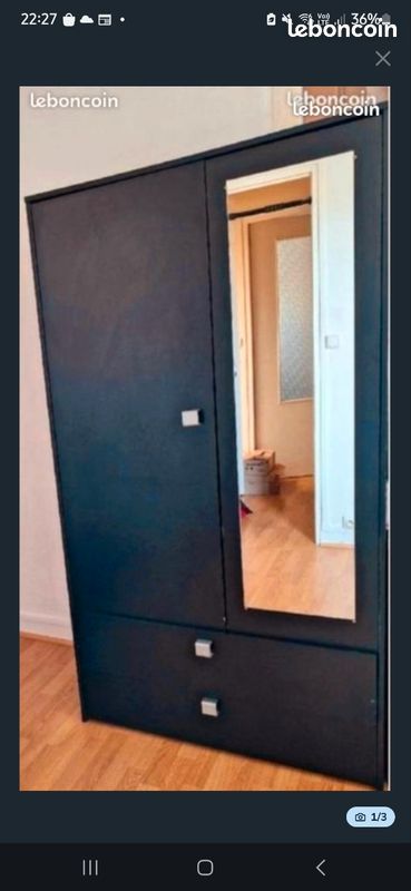 Lot de table extensible + armoire penderie miroir (image 2)