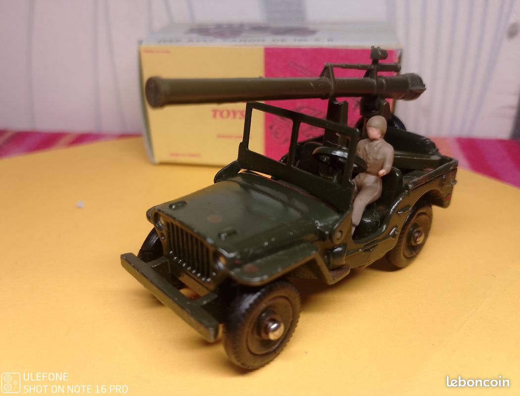 DINKY TOYS 829 Jeep 80B Avec Canon de 106 S.R. Amovible plus Lanceur de Roquettes ~ Boite d'Origine - Jeux & Jouets