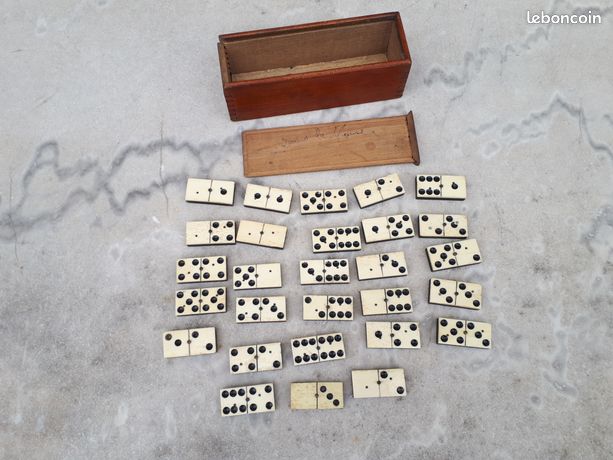 BOITE DOMINOS BOIS & DOMINOS ANCIENS En BOIS LOUPE COLLECTION JEU Ancien D Imgx1200 1307