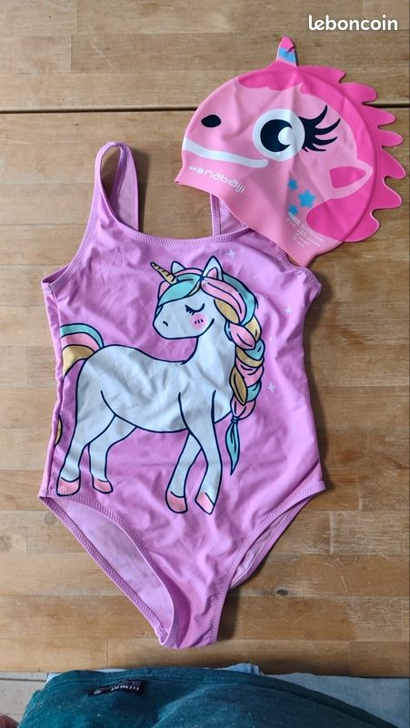 2 Bonnets De Natation MUNSKT Pour Filles – Motifs Sirène Et Licorne, Rose, Pour 2-8 Ans, En Polyester étanche