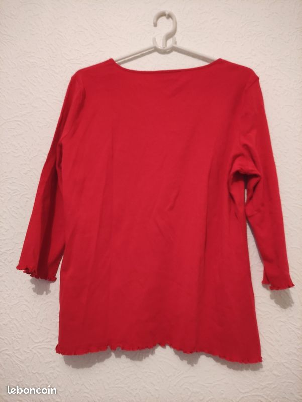 Haut Manches 3/4 Bordeaux Affinités – Taille 2, En Coton, Très Bon état D'occasion