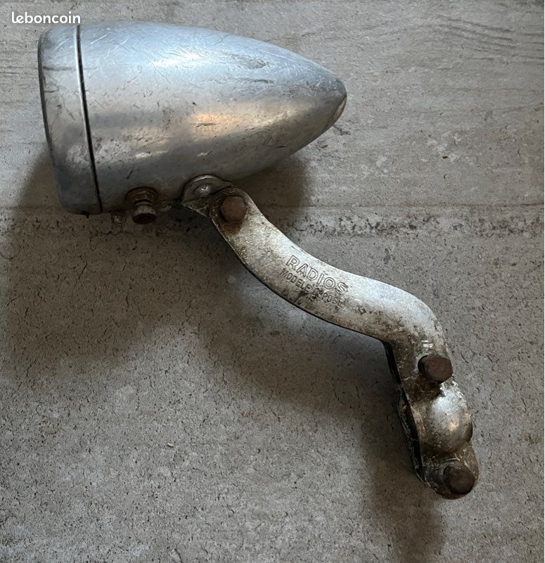 Ancien Phare De Vélo En Verre RADIOS - Vintage Français, Lampe Bicyclette Rétro