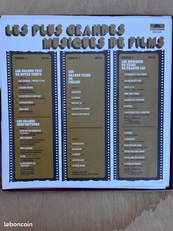 Coffret disques 33 tours LES GRANDS THEMES CINEMA (image 3)