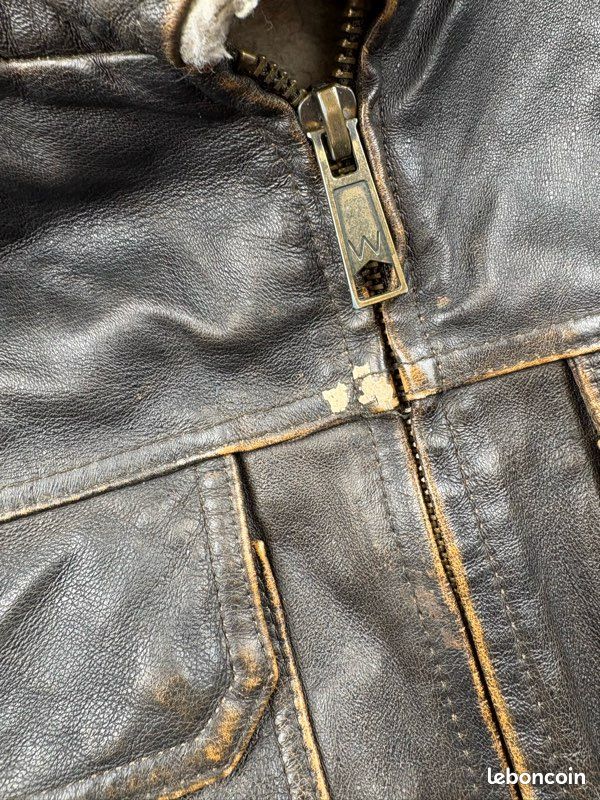 Veste en cuir véritable Wilsons Leather doublée sherpa – Taille L (image 5)
