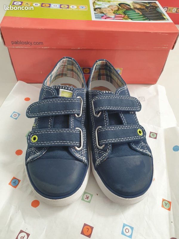 Chaussure Bateau Garçon Pablosky - Bottine Cuir Bleu Marine Intérieur Laine Fabriquée En Espagne