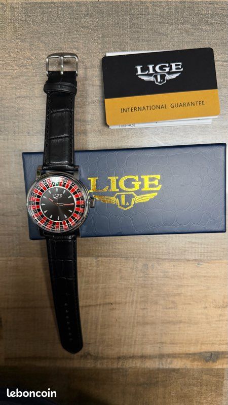 Montre Bracelet Emas Casino Roulette Quartz Acier Noir Rouge - Boîtier Uniquement, Neuf Avec étiquettes, Résistance 100m