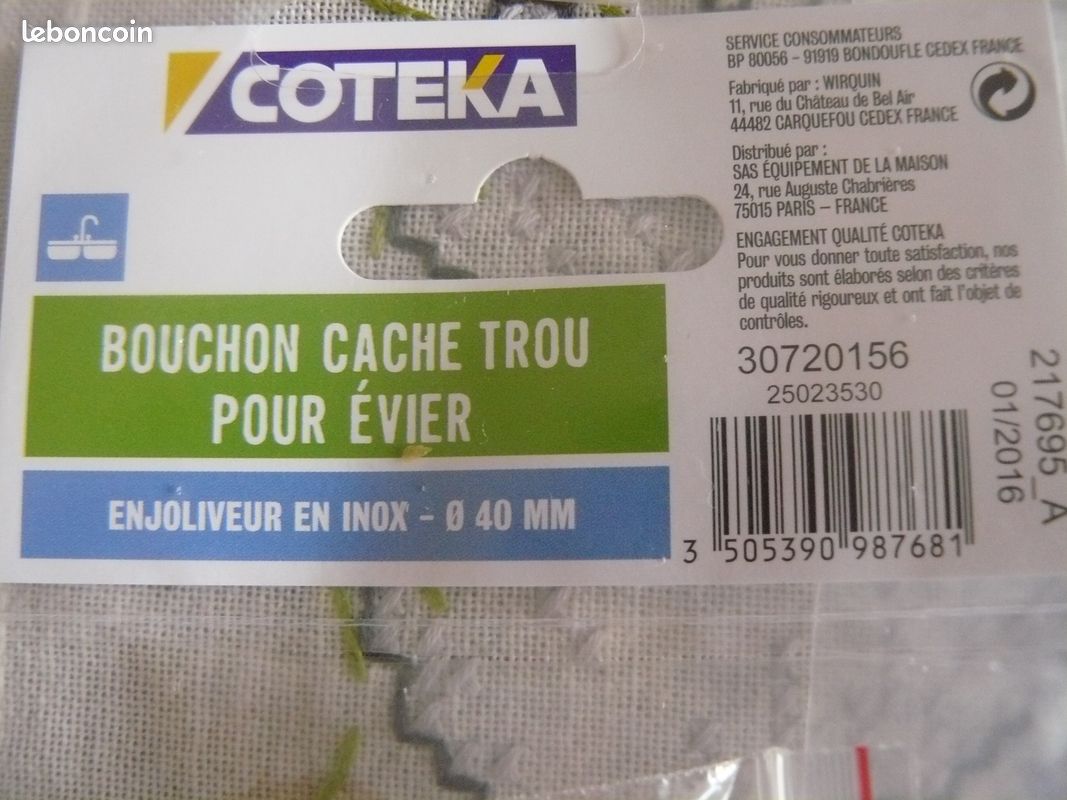 Bonde salle bain + bouchons évier neufs "bibi" (image 5)
