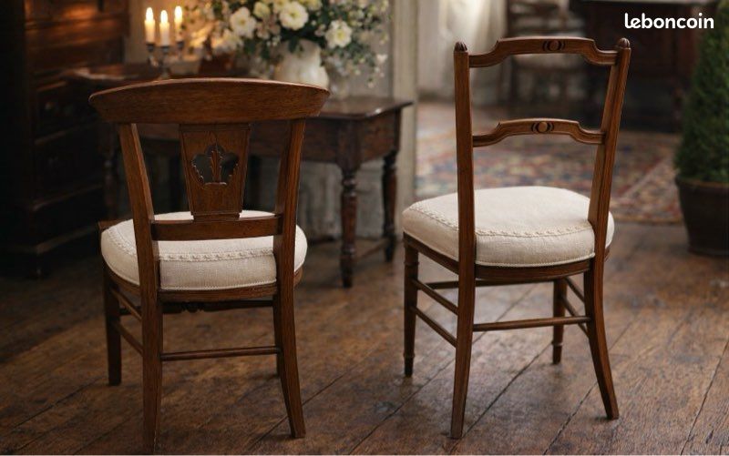 Duo de Chaises de Style Rustique & Directoire – Bois Massif et Lin (image 3)