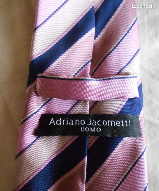 Cravate homme Adriano Jacometti rayée rose beige bleu, polyester (image 3)