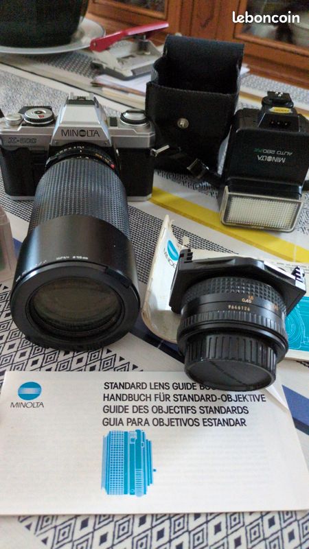 Ensemble photo argentique Minolta X-500 – Objectifs, flash, filtres, notices (image 2)