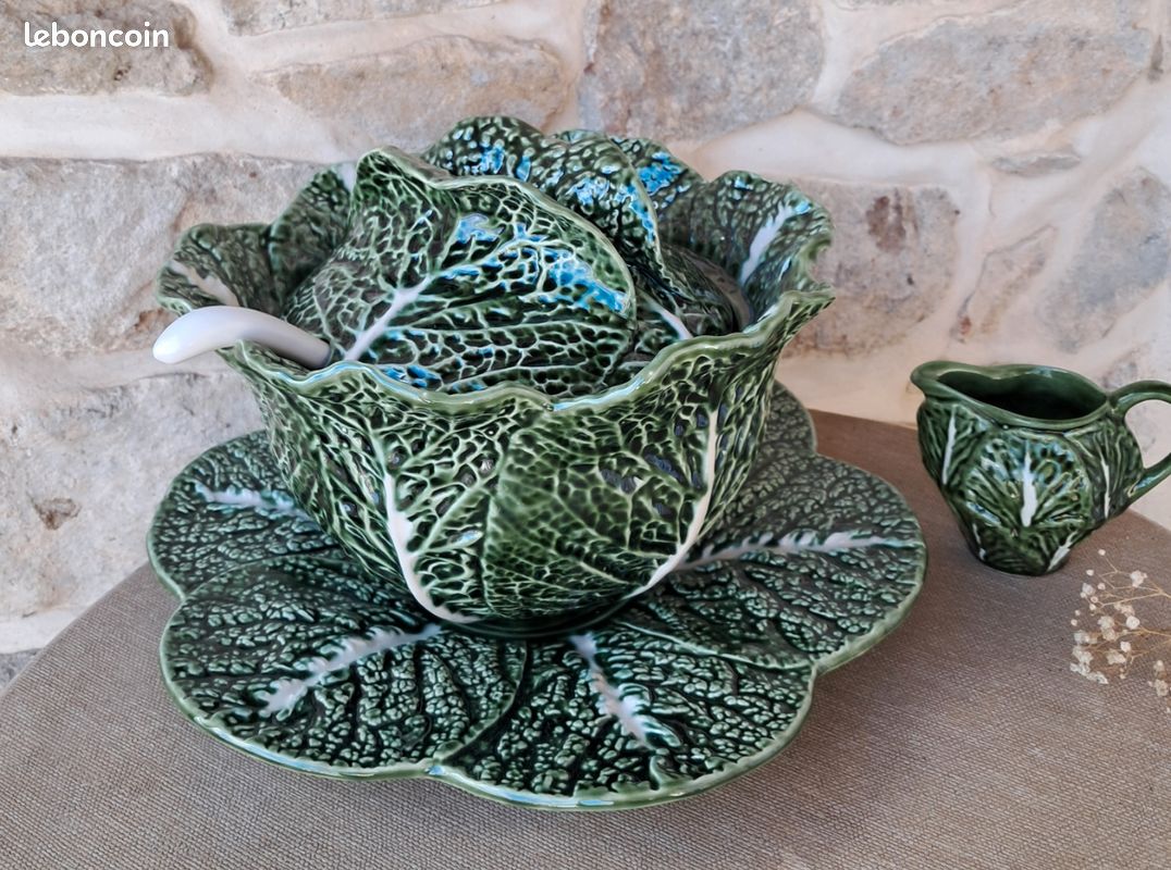 Soupière En Barbotine Multicolore Avec Sa Louche – Céramique – Style Vintage