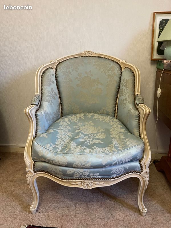 Baroque Fauteuil France Shabby Chic Bergere Banc Crème Blanc Baroque Chaise