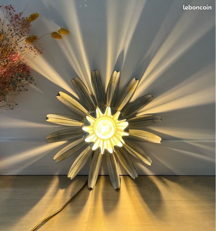 Applique murale en forme de fleur/suspension Art déco/luminaire original en métal, vintage et tendance (image 4)