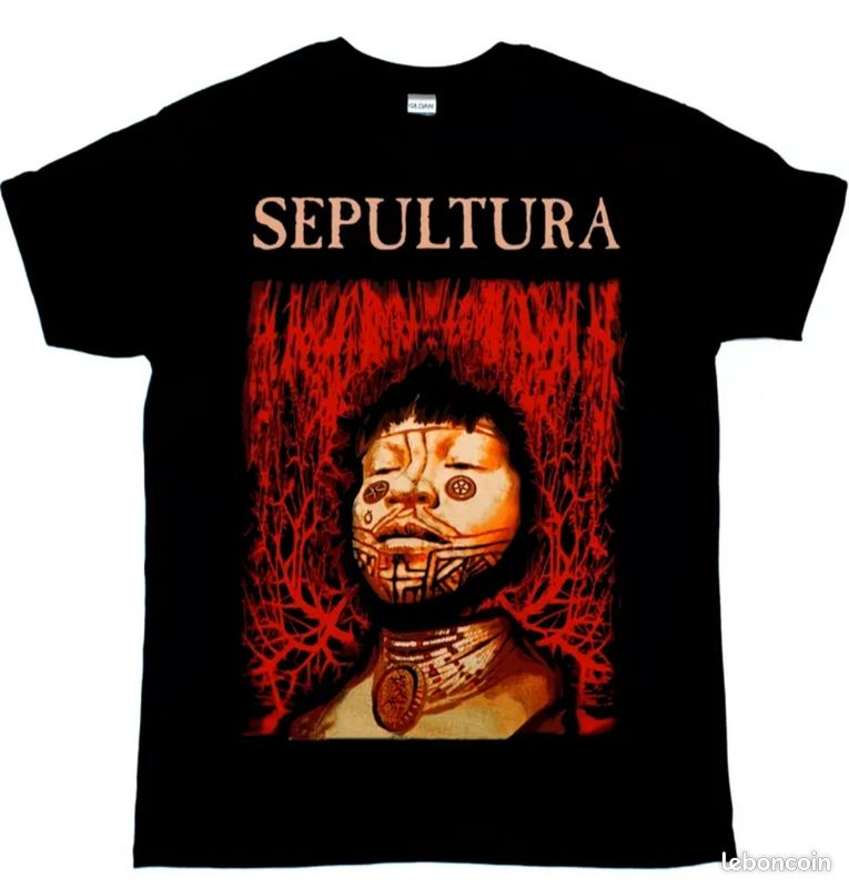 T-shirt Sepultura Gildan Heavy Cotton - Taille Incluse, Couleur Noire, Import Inclus, Neuf Sans étiquettes