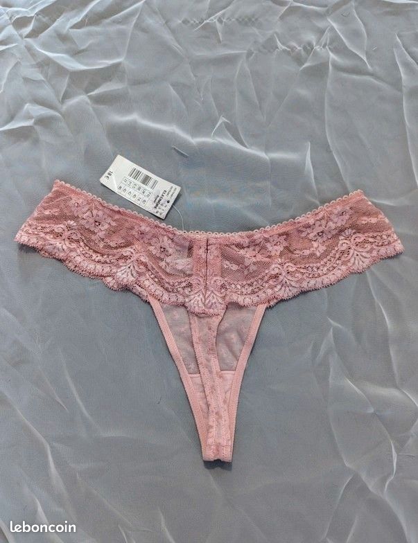 String rose pâle en dentelle Etam - Taille 42 - Neuf avec étiquette (image 7)