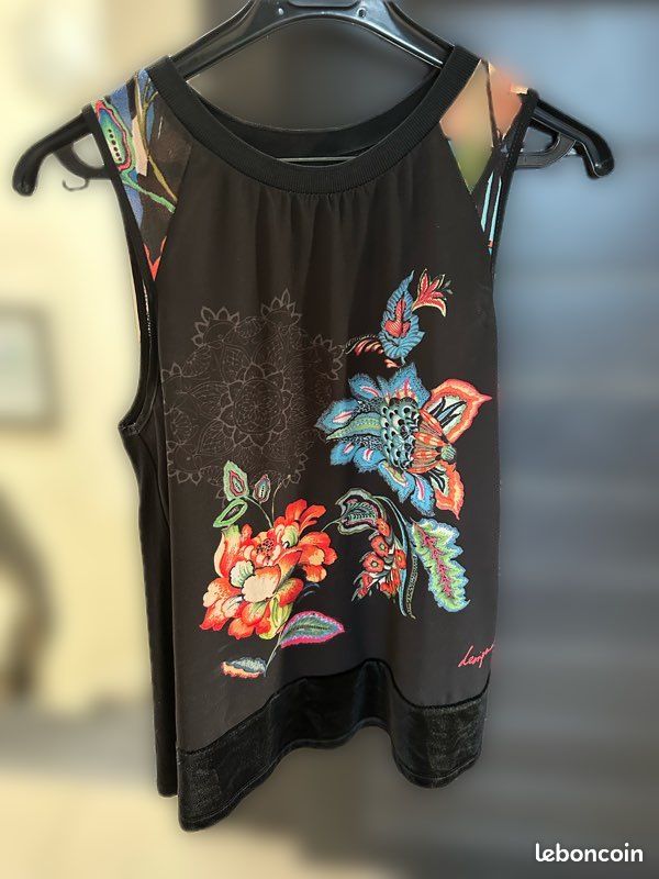 Haut Desigual Noir/gris - Top Tunique Débardeur Femme Taille M/L, Neuf Avec étiquettes