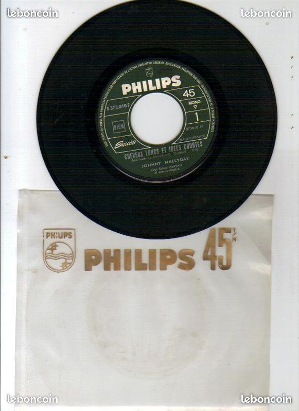 Johnny Hallyday * Disque 45 Tours * Juke Box * Cheveux Longs * Vinyle * Philips (image 1)
