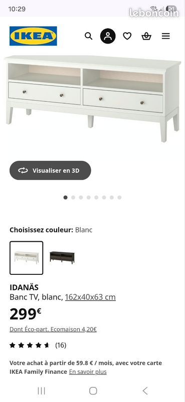 Meuble TV IKEA IDANÄS – Blanc, Reconditionné (bon état)