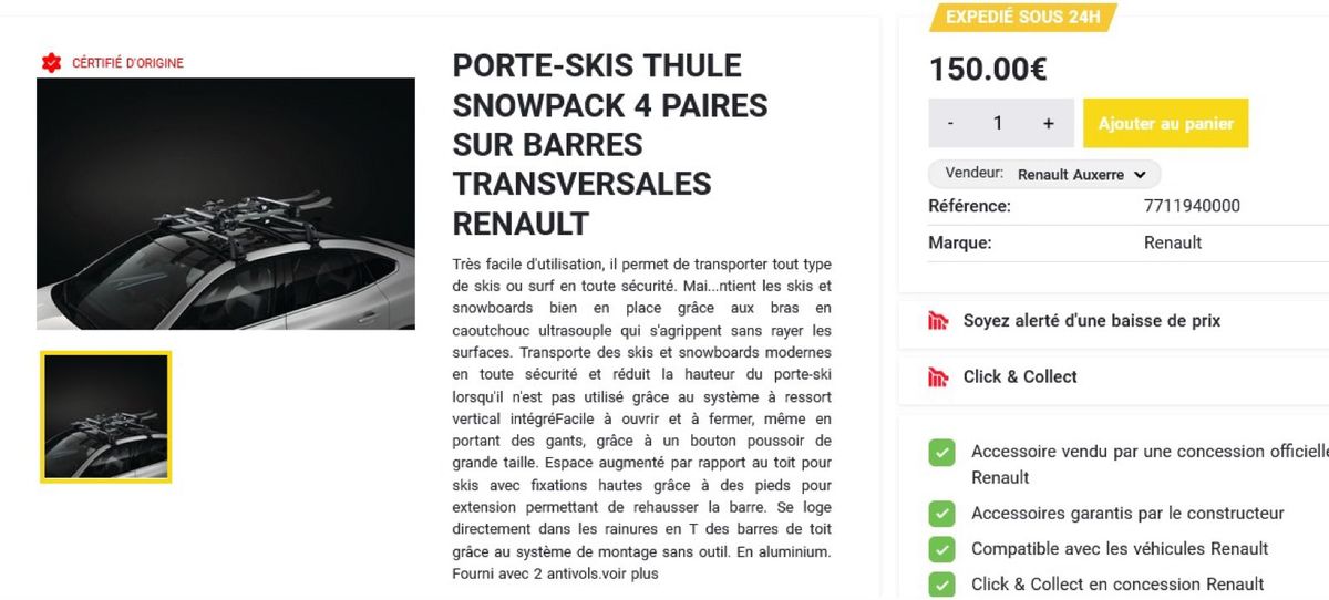Porte-ski 4 paires - Accessoires Renault