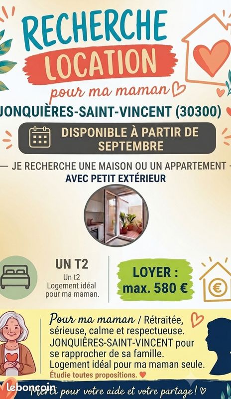 Appartement 2 pièces 50 m² · à Manduel · 50 m² · 600 €