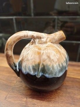 Flasque à liqueur forme citrouille vintage, grés flammés (image 3)