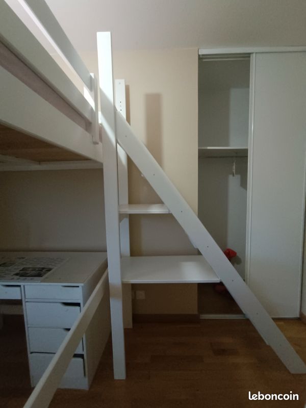 Lit mezzanine 140*200 blanc ABC meubles (image 3)