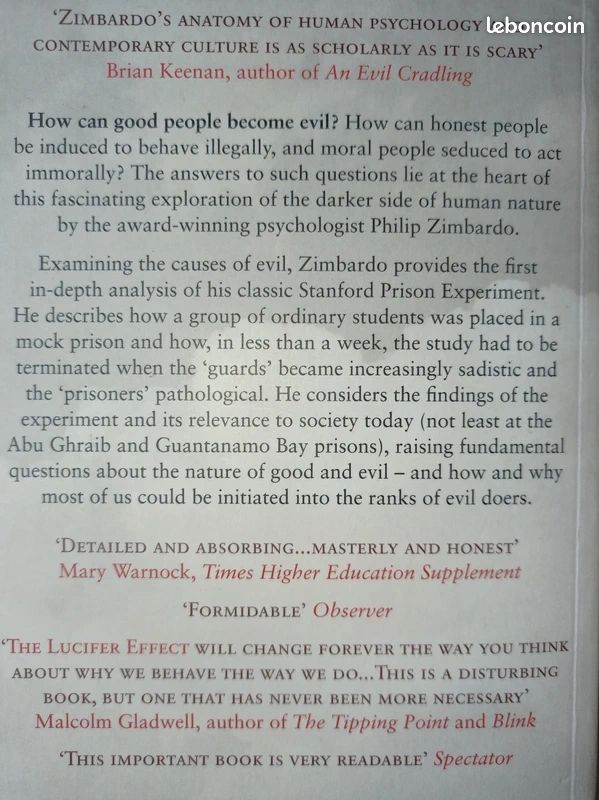 RARE livre the lucifer effect Philip Zimbardo (image 2)